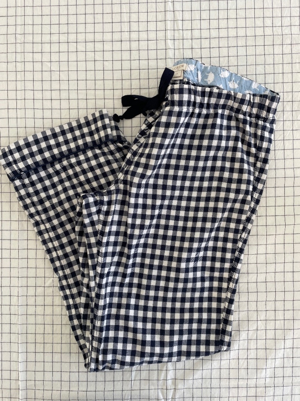 J Crew Factory Blue& White Checked Flannel Pajama Bottoms ~ SMALL